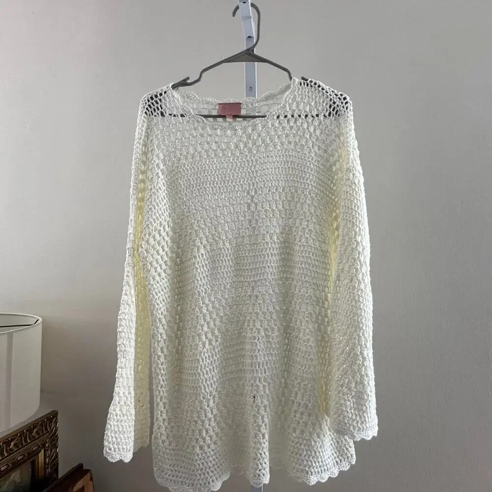 White crochet mini dress with